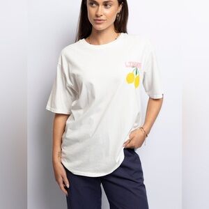 LimonCello Q2 White Short Sleeve Cotton Graphic Print Tee Shirt Size Small